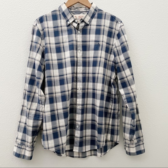 Penguin navy and gray plaid button down shirt size large - Picture 1 of 5